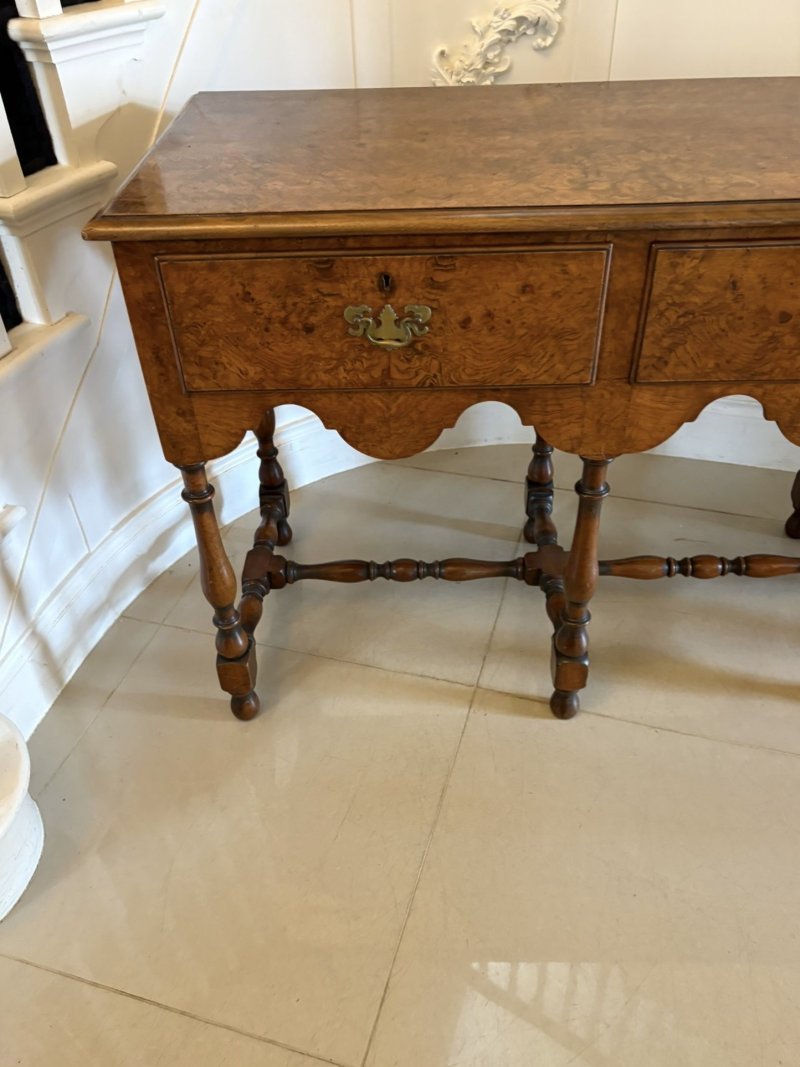 Unusual Antique Edwardian Quality Burr Walnut Dresser Base - Image 4